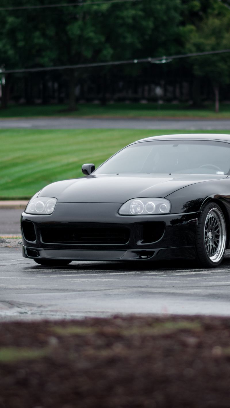 Download wallpaper 1350x2400 toyota supra toyota car black front view  iphone 876s6 for parallax hd background