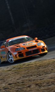 Preview wallpaper toyota supra, toyota, car, orange, drift, speed