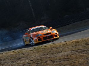 Preview wallpaper toyota supra, toyota, car, orange, drift, speed