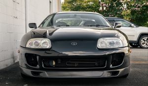 Preview wallpaper toyota supra, toyota, car, black, front view