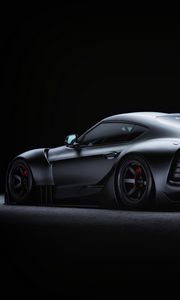 Preview wallpaper toyota supra, toyota, sportscar, gray, side view, night, dark