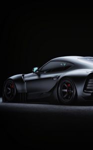 Preview wallpaper toyota supra, toyota, sportscar, gray, side view, night, dark