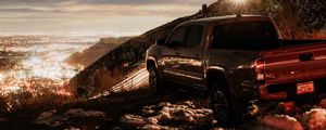 Preview wallpaper toyota tacoma, toyota, car, pickup, gray, road, night