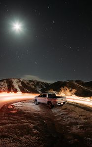 Preview wallpaper toyota tacoma, toyota, car, suv, gray, road, night