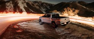 Preview wallpaper toyota tacoma, toyota, car, suv, gray, road, night
