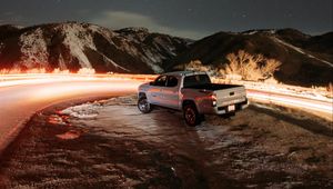 Preview wallpaper toyota tacoma, toyota, car, suv, gray, road, night