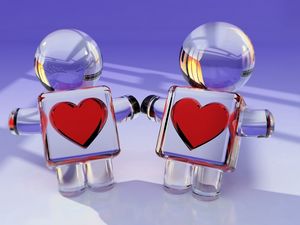 Preview wallpaper toys, couple, heart, glass, love