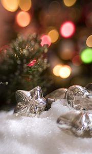 Preview wallpaper toys, glare, bokeh, snow, new year, christmas
