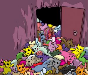 Preview wallpaper toys, teddy bears, door, a lot of