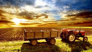 Preview wallpaper tractor, field, arable land, agriculture