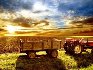 Preview wallpaper tractor, field, arable land, agriculture