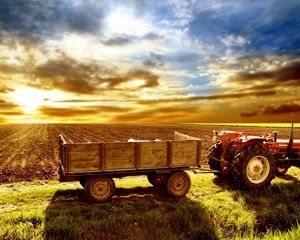 Preview wallpaper tractor, field, arable land, agriculture