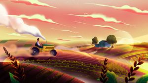 Preview wallpaper tractor, field, art, agriculture