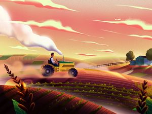 Preview wallpaper tractor, field, art, agriculture