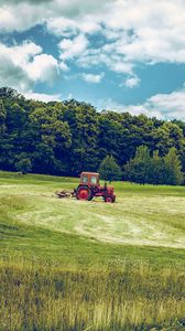 Preview wallpaper tractor, field, grass, agriculture