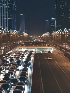 Preview wallpaper traffic, cars, city, road, night