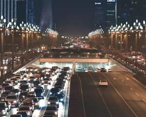 Preview wallpaper traffic, cars, city, road, night
