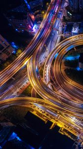 Preview wallpaper traffic junction, night city, view from above