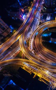 Preview wallpaper traffic junction, night city, view from above