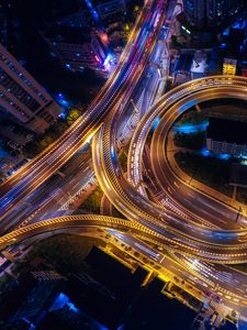 Preview wallpaper traffic junction, night city, view from above