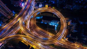 Preview wallpaper traffic junction, night city, view from above