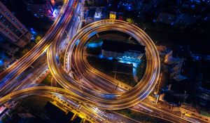 Preview wallpaper traffic junction, night city, view from above