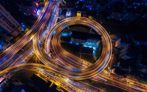 Preview wallpaper traffic junction, night city, view from above