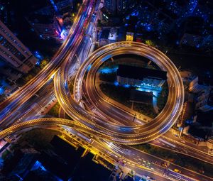 Preview wallpaper traffic junction, night city, view from above