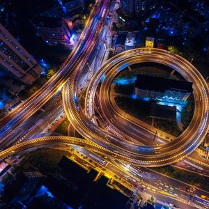 Preview wallpaper traffic junction, night city, view from above