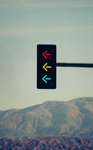 Preview wallpaper traffic light, arrow, mountains, relief