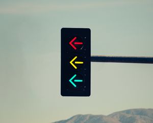 Preview wallpaper traffic light, arrow, mountains, relief
