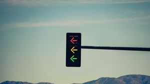 Preview wallpaper traffic light, arrows, mountains, sky
