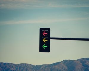 Preview wallpaper traffic light, arrows, mountains, sky