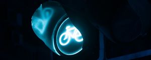 Preview wallpaper traffic light, bicycle, glow, dark