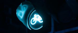 Preview wallpaper traffic light, bicycle, glow, dark