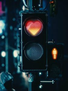 Preview wallpaper traffic light, heart, signal, red, love