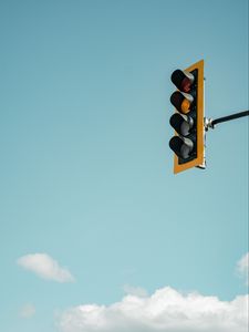 Preview wallpaper traffic light, sign, sky, clouds
