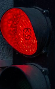 Preview wallpaper traffic light, skull, backlight, red