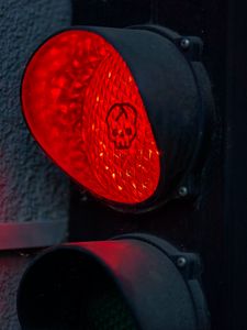 Preview wallpaper traffic light, skull, backlight, red