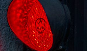 Preview wallpaper traffic light, skull, backlight, red