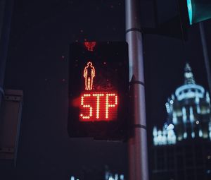 Preview wallpaper traffic light, symbol, red, night, city