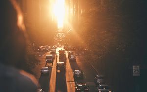Preview wallpaper traffic, road, sunset, city, new york, united states
