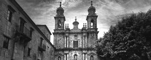 Preview wallpaper trail, bell tower, tower, building, black and white