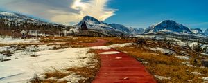 Preview wallpaper trail, boards, mountain, snow, nature