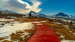 Preview wallpaper trail, boards, mountain, snow, nature