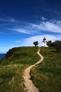 Preview wallpaper trail, lighthouse, hill, grass, nature