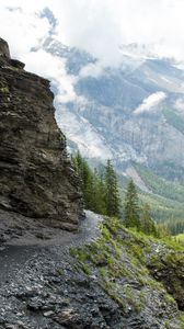 Preview wallpaper trail, rock, stones, mountains, trees