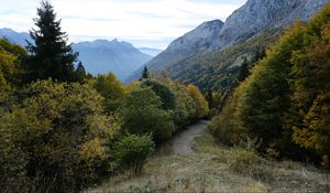 Preview wallpaper trail, trees, mountains, nature