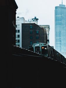 Preview wallpaper train, bridge, buildings, city