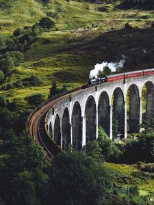 Preview wallpaper train, bridge, trees